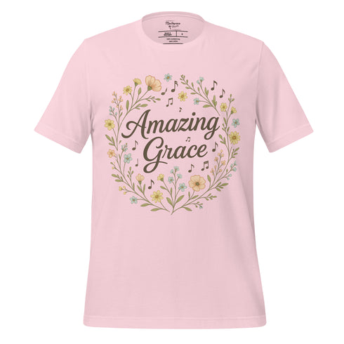 Amazing Grace Christian Hymn T-Shirt Pink